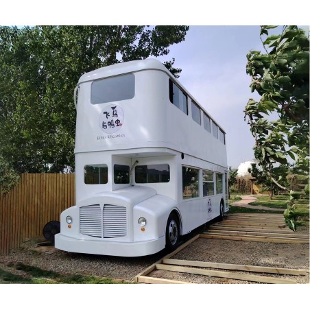 Bus Food Truck Double Deck Blanc - Street View Double-Decker Bus